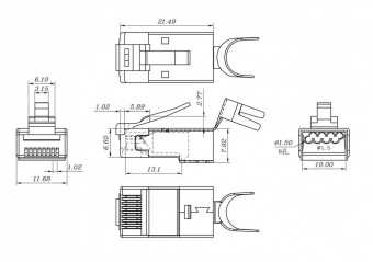 Фото Hyperline PLUG-8P8C-UV-C6-TW-SH