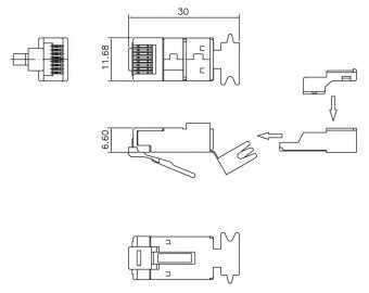Фото Hyperline PLUG-8P8C-UV-C6A-SH
